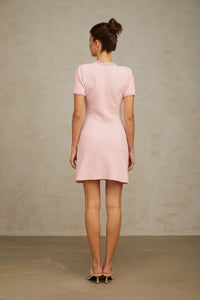 Eugénie pink beaded knit mini dress