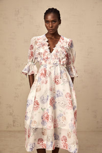 Téa 3d-petal floral-print midi dress