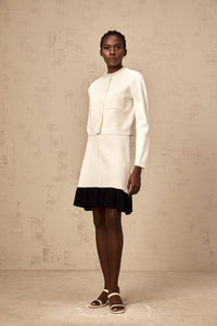 Coralie white faux-pearl knitted cardigan