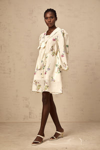 Perrine neutrals bowknot floral-print mini dress