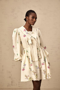 Perrine neutrals bowknot floral-print mini dress