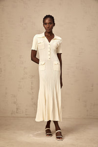 Nouria neutrals ribbed-knit midi dress