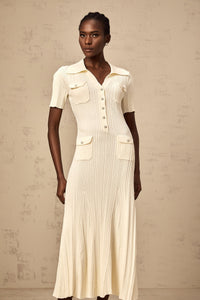 Nouria neutrals ribbed-knit midi dress