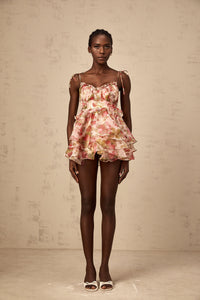Angèle strawberry-print tiered mini dress