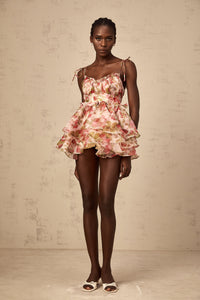 Angèle strawberry-print tiered mini dress