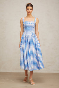 Diane blue gingham midi dress