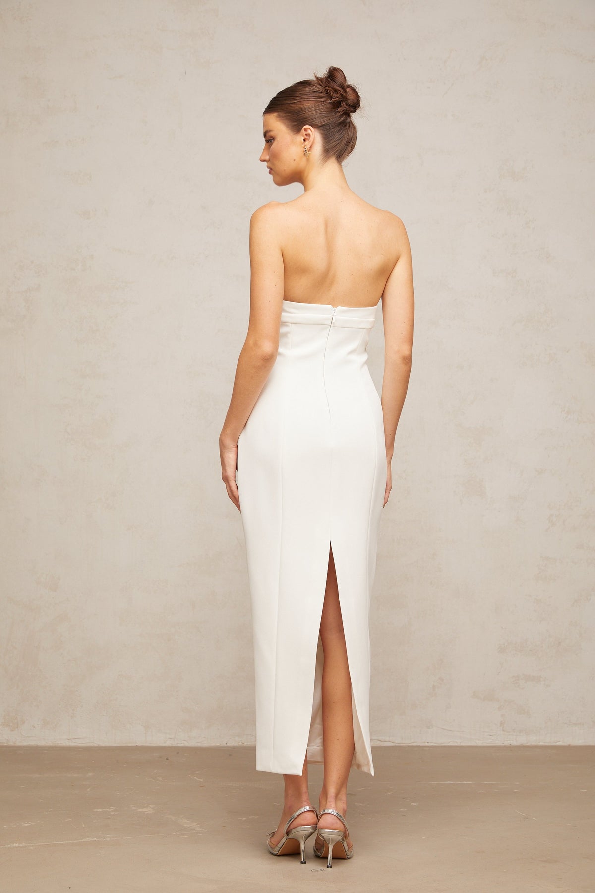 Isaline white corset bow-detail midi dress