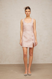 Aoife pink embellished tweed mini dress