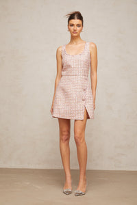 Aoife pink embellished tweed mini dress