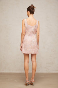 Aoife pink embellished tweed mini dress