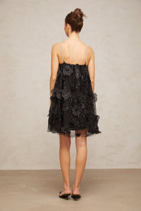 Suzette crystal-embellished floral mini dress in Black