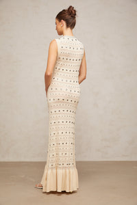 Chloé studded crochet-knit maxi dress in Neutrals
