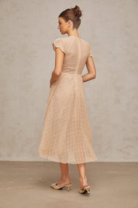 Nerissa embroidered pleated midi dress