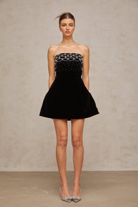 Sandrine crystal-embellished velvet mini dress