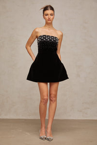 Sandrine crystal-embellished velvet mini dress