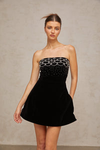 Sandrine crystal-embellished velvet mini dress