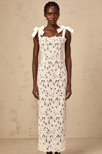 Eloise floral embroidered maxi dress in White