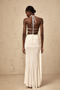 Déotille halterneck backless maxi dress in White