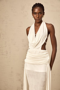Déotille halterneck backless maxi dress in White