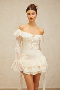 Désirée white off-shoulder embroidered mini dress