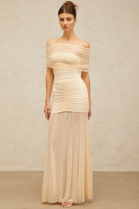 Ninon tulle-panel smocked maxi dress