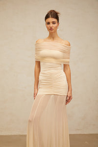 Ninon tulle-panel smocked maxi dress