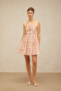 Osanne pink embellished pattern-print mini dress
