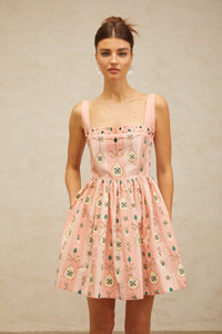 Osanne pink embellished pattern-print mini dress