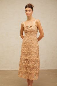 Salomé embellished corded-lace midi dress