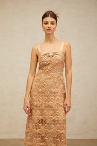 Salomé embellished corded-lace midi dress