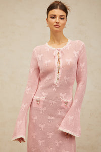 Marjolaine pink embellished crochet-knit mini dress