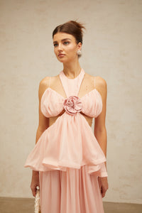 Danaé pink cut-out floral-appliqué maxi dress