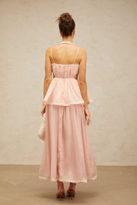 Danaé pink cut-out floral-appliqué maxi dress