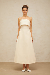 Raphaëlle white folded corset midi dress