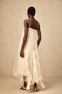 Colette layered ruffled tulle maxi dress in Neutrals