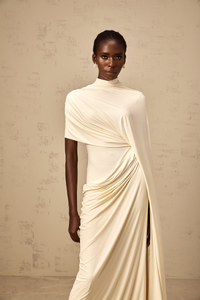 Fenella Asymmetrical Draped Cape & Dress Matching Set