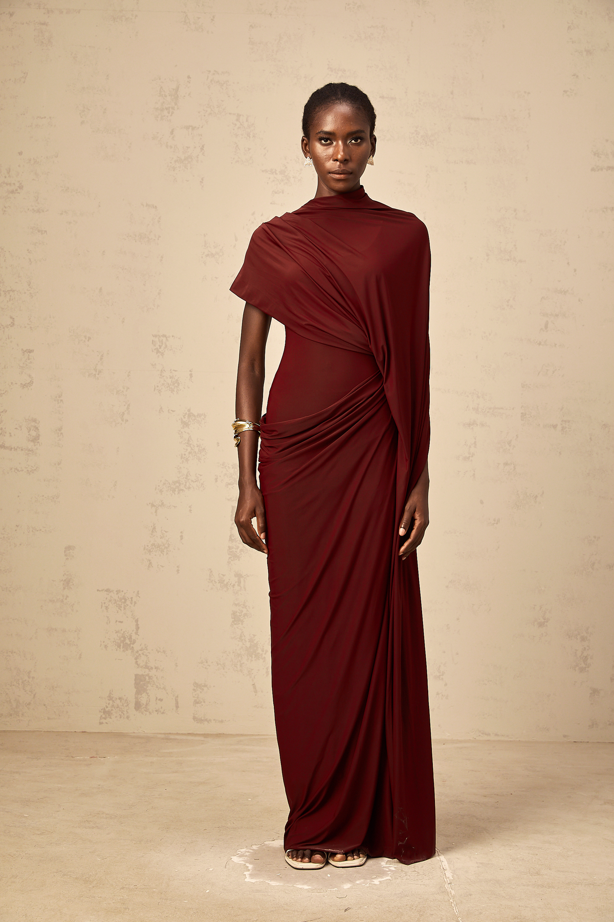Fenella Asymmetrical Draped Cape & Dress Matching Set