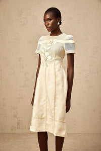 Diane floral embroidered openwork midi dress
