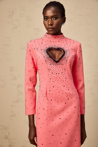 Zélie pink heart cut-out embellished maxi dress