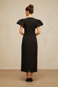 Irène sequined floral-embroidered midi dress in Black