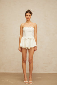 Ariel white bowknot corset mini dress