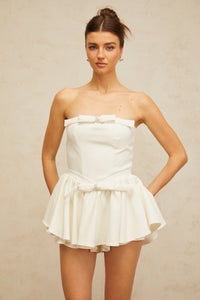 Ariel white bowknot corset mini dress
