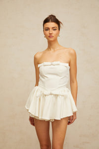 Ariel white bowknot corset mini dress