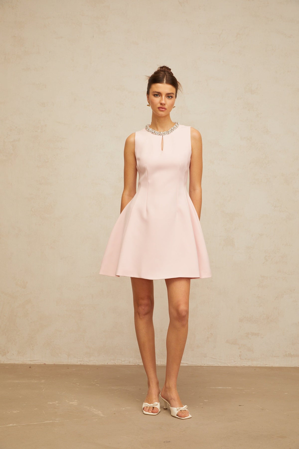 Clothilde pink sequined puff mini dress