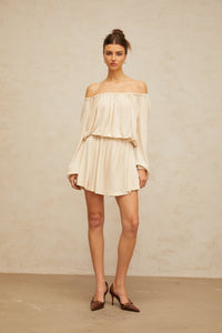Emma neutrals structured-design mini dress