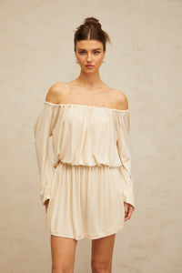 Emma neutrals structured-design mini dress