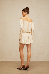 Emma neutrals structured-design mini dress