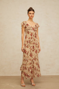 Déotille ruffled floral-print flared maxi dress