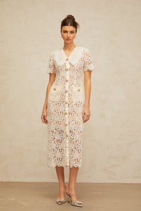 Sophie off-white corded-lace midi dress