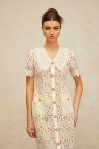Sophie off-white corded-lace midi dress